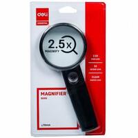 Magnifying Glass 70mm Magnify 2.5x main lens and 5x Hangsell Deli 9090 - each 