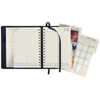 Diary 2026 Elite 1100.U99-26 Black Quarto Day to page Monthly tabs 8am-8pm, 1 hourly 246x164mm Debden Deluxe