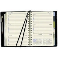 Diary 2026 Elite 1130.U99-26 Quarto BLACK Week to Opening Monthly Tabs 8am-5pm, 1 hourly Debden Executive 