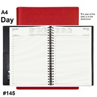 Diary 2027 Vanessa 145.V15-27 A4 Day to page Red (8am - 6pm, 1/2 hourly) 297x210mm 145V15