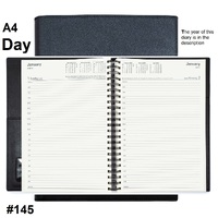 Diary 2024 Vanessa 145.V99 A4 Day to page Black (8am - 6pm, 1/2 hourly) 297x210mm 145.V99-24