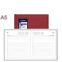 Diary 2027 Belmont A5 187.V78-27 RED/Burgundy 1 Day to a page 8am-5pm, 1 hour Collins 187v78