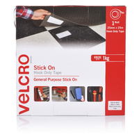 Velcro Strip Hook Only 25mm x 25m Black Roll 14747