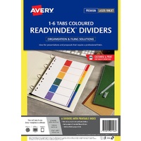 Dividers A4 1-6 Tab Printable  L7411-6PP Laser Inkjet ReadyIndex 920146 Avery A4 Polyprop