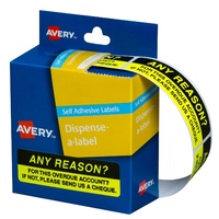 Label dispenser box message Any Reason Box 125 Avery 937262 DMR1964R5 