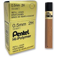 Pencil Leads Pentel 0.5mm 2H Box 12 Tubes 100C Hi Polymer