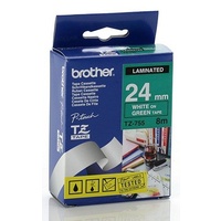Brother TZ 24mm X 8m WHITE on GREEN TZ-755 P-Touch - each 