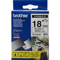 Brother TZFX241 18mm X 8m Black on White TZ-FX241 P-Touch