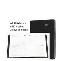 Diary 2027 Belmont A7 237.V99-27 Pocket Black 2 Days 8am-7pm 1hr 105x74mm PVC Collins
