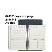 Diary 2024 Vanessa 285.V99 A5 2 days to page Black 210x148 8am - 8pm 1 hour times #818820