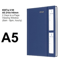 Diary 2026 Belmont 287W.V59-26 A5 Double window NAVY BLUE 2 Days to a Page with Tear off edge 8am-8pm 1 hour PVC Collins