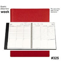 Diary 2024 Vanessa 325.V15 Quarto Week Red VERTICAL 1hr 8am-6pm WTO 260x210mm #818830 