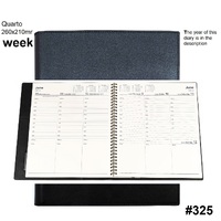Diary 2027 VANESSA 325.V99-27 Quarto Week Black VERTICAL 1hr 8am-6pm WTO 260x210mmm **STOCK DUE LATE AUGUST FOR NEXT YEAR