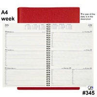 Diary 2027 VANESSA 345.V15-27 A4 Week to a View Red HORIZONTAL 1hr 8am-7pm WTO 297x210mm