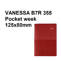 Diary 2027 VANESSA B7R 355.V15-27 week Red POCKET WTO week WIRE-O BOUND 355v15