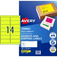 Labels 14up Laser 99x38 Fluoro Avery L7163 35947 Yellow 350 permanent Labels 25 Sheets