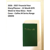 DIARY FINANCIAL YEAR B7R 26/27 35M7.P40-2627 Week To An Opening Green Hard Cover - Collins M Series Range