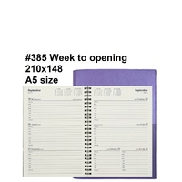 Diary 2027 VANESSA 385.V55-76 A5 Week Lilac Purple Week to View 9am-5pm, hour 385V55
