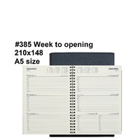 Diary 2027 VANESSA 385.V99-27 A5 Week BLACK Week to View (9am-5pm, hourly) #385V99