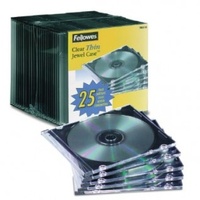 CD Jewel Case Slim Clear Black pack 25 98316 Fellowes