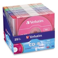 CD-R 80 Min Colours Slim Case 52x - pack 25  94611