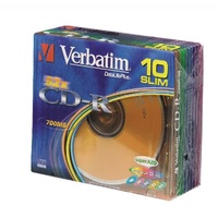CD-R Recordable Verbatim Slimline 52X Speed 700MB 80min 94935 Pack 10