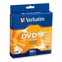DVD-R Minus Recordable 16X Speed 4.7GB pack 10 Verbatim 95100 