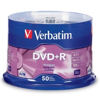 DVD+R Plus Recordable Verbatim 4.7GB 16X Speed 95037 Spindle 50