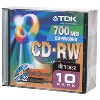 CD Rewritable TDK 80 Minute Pack 10 YK100101177
