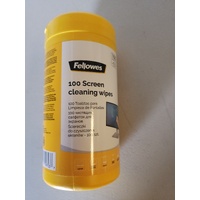 Screen Cleaning Wipes Non Streak Tub 100 biodegradable Fellowes 99703 