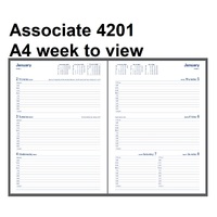 Diary 2027 Associate 4201.V99-27 A4 week WTO BLACK PVC 8am - 7pm, 1 hourly Debden 