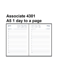 Diary 2024 Debden Associate  4301 A5 1 Day to page BLACK PVC 4301V99 7am - 8pm, 1/2 hourly #818939