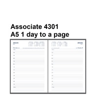 Diary 2027 Associate 4301.V99-27 A5 1 Day to page BLACK PVC 4301V99 7am - 8pm, 1/2 hourly Debden 