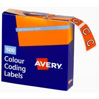 Labels Side Tab Letter C box 500 Avery 43203 25x38mm Colour Coding