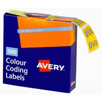 Labels Side Tab Letter E box 500 Avery 43205 25x38mm Colour Coding