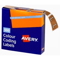 Labels Side Tab Letter L box 500 Avery 43212 25x38mm Colour Coding