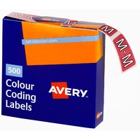 Labels Side Tab Letter M box 500 Avery 43213 25x38mm Colour Coding