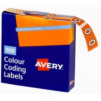 Labels Side Tab Letter O box 500 Avery 43215 25x38mm Colour Coding