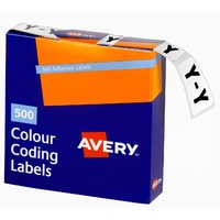 Labels Side Tab Letter Y box 500 Avery 43225 25x38mm Colour Coding