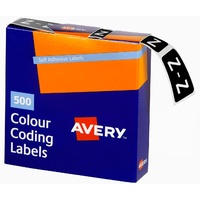 Labels Side Tab Letter Z box 500 Avery 43226 25x38mm Colour Coding