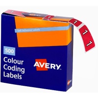 Labels Side Tab NUMBER #1 box 500 Avery 43241 25x38mm Colour Coding