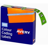 Labels Side Tab NUMBER #4 box 500 Avery 43244 25x38mm Colour Coding