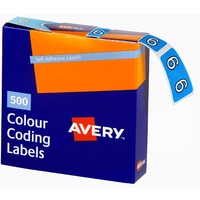 Labels Side Tab NUMBER #6 box 500 Avery 43246 25x38mm Colour Coding