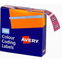 Labels Side Tab NUMBER #8 box 500 Avery 43248 25x38mm Colour Coding