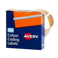 Labels Side Tab  Year 22 Box 500 Avery 43272 25x38mm Colour Coding 2022 Orange
