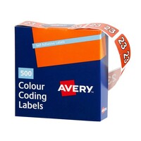 Labels Side Tab  Year 23 Box 500 Avery 43273 25x38mm Colour Coding 2023 Dark Orange