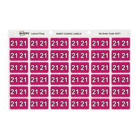 Labels Side Tab  Year 21 Box 180 Avery 43371 25x38mm Colour Coding 2021 Magenta