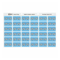 Labels Side Tab  Year 26 Box 180 Avery 43376 5x38mm Colour Coding 2026 Blue