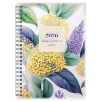 Diary 2026 Upward 4404-372-26 A5 GOLDEN WATTLE Busy Woman's Week to Opening 1 hour 8am-6pm Wire-O bound page size 210x148mm