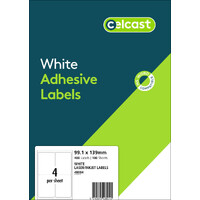 Labels  4up Copier Laser Inkjet box 100 Celcast 48004 99.1x139mm